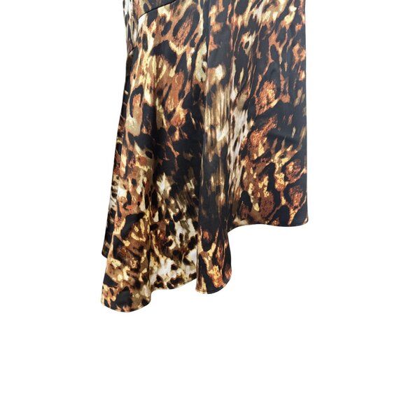 NWT XSCAPE Size 12 Animal Print Sleeveless V-Neck Dress Flounce Hem - Picture 12 of 15